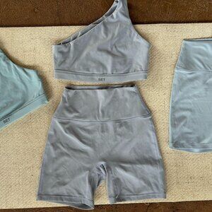 SET Active Luxform One Shoulder & Shorts - Frost - Small